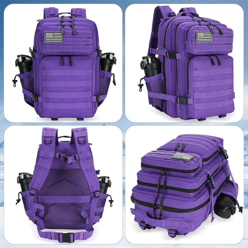 Lovelinks21 45L Tactical Assault Backpack 3 day assault pack with Molle Waterproof backpack Rucksack for Tactical Backpacks (Purple) - Image 3